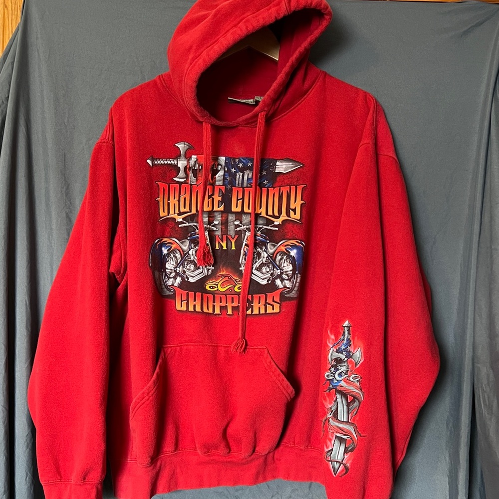 Vintage Orange County Choppers NY Tribal Flames Hoodie Sweatshirt XL